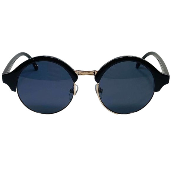 6053 | Black Retro Circle Sunglasses - Picture 1 of 5